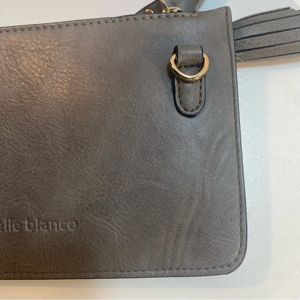 Melie Bianco Gray Faux Leather Convertible 3 Way Crossbody Wristlet‎ Purse Bag